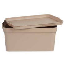 Storage Box with Lid Beige Plastic 7,5 L 21,5 x 14,5 x 32 cm (12 Units)