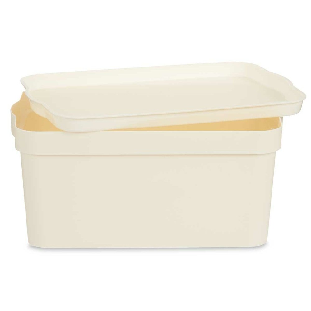 Storage Box with Lid Kipit TP594-4 Cream Plastic 7,5 L 21,5 x 14,5 x 32 cm (12 Units)