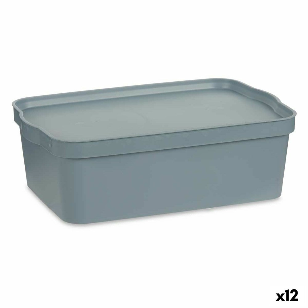 Storage Box with Lid Kipit TP595-2 Grey Plastic 14 L 29,5 x 14,3 x 45 cm (12 Units)