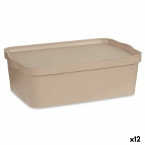 Aufbewahrungsbox mit Deckel Kipit TP595-3 Beige Kunststoff 14 L 29,5 x 14,5 x 45 cm (12 Stück)