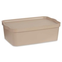 Boîte de rangement avec couvercle Kipit TP595-3 Beige Plastique 14 L 29,5 x 14,5 x 45 cm (12 Unités)