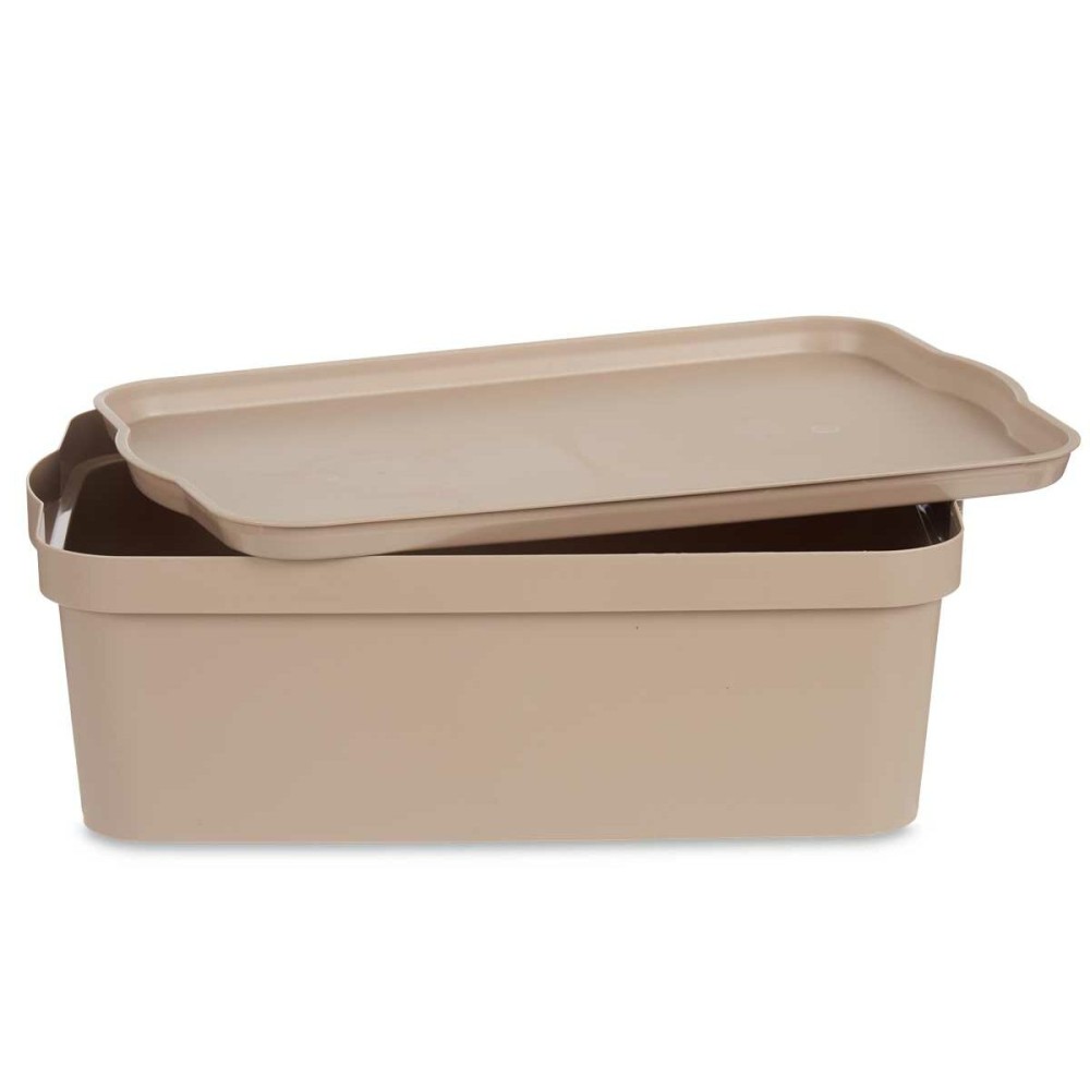 Storage Box with Lid Kipit TP595-3 Beige Plastic 14 L 29,5 x 14,5 x 45 cm (12 Units)