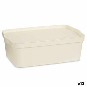 Boîte de rangement avec couvercle Crème Plastique 14 L 29,5 x 14,3 x 45 cm (12 Unités)