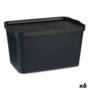 Storage Box with Lid Kipit TP596-1 Anthracite Plastic 24 L 29,3 x 24,5 x 45 cm (6 Units)