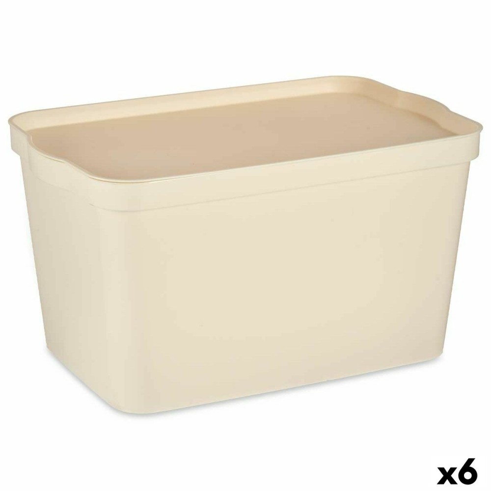 Boîte de rangement avec couvercle Kipit TP596-3 Crème Plastique 24 L 29,3 x 24,5 x 45 cm (6 Unités)