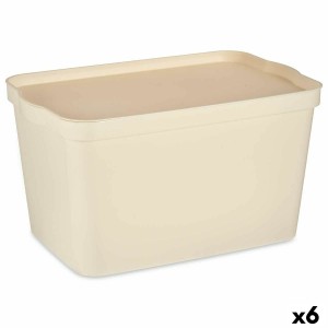 Aufbewahrungsbox mit Deckel Kipit TP596-3 Creme Kunststoff 24 L 29,3 x 24,5 x 45 cm (6 Stück)