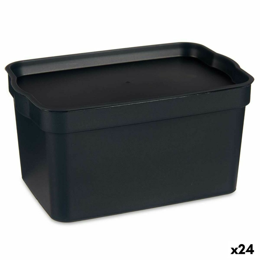 Aufbewahrungsbox mit Deckel Kipit TP592-1 Anthrazit Kunststoff 2,3 L 13,5 x 11 x 20 cm (24 Stück)