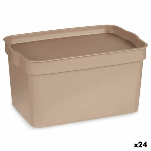 Aufbewahrungsbox mit Deckel Kipit TP592-3 Beige Kunststoff 2,3 L 13,5 x 11 x 20 cm (24 Stück)