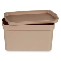 Aufbewahrungsbox mit Deckel Beige Kunststoff 2,3 L 13,5 x 11 x 20 cm (24 Stück)