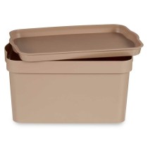 Storage Box with Lid Kipit TP592-3 Beige Plastic 2,3 L 13,5 x 11 x 20 cm (24 Units)