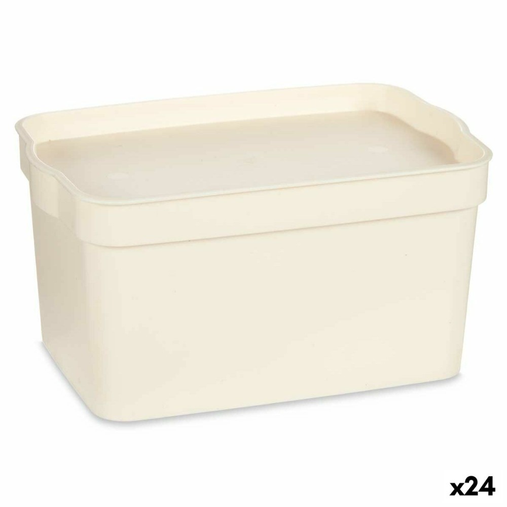 Storage Box with Lid Kipit TP592-4 Cream Plastic 2,3 L 13,5 x 11 x 20 cm (24 Units)