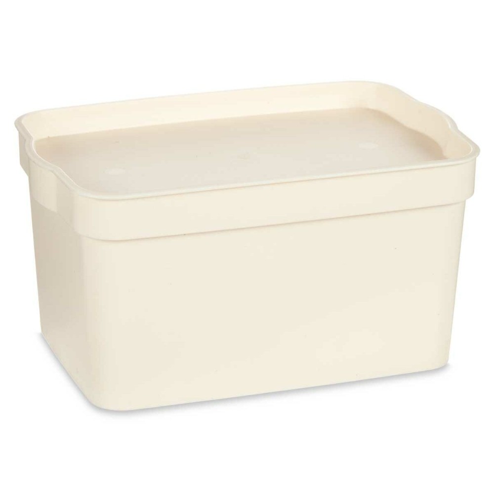 Storage Box with Lid Kipit TP592-4 Cream Plastic 2,3 L 13,5 x 11 x 20 cm (24 Units)