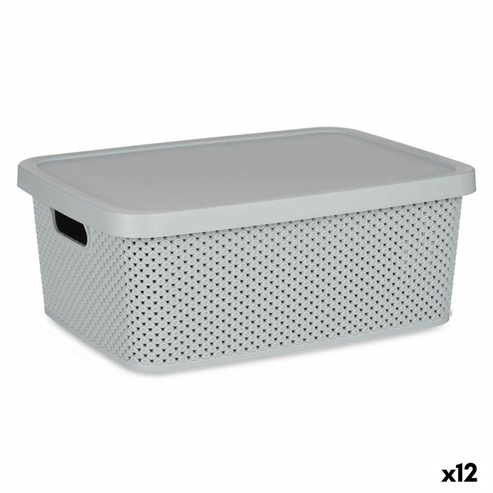 Boîte de rangement avec couvercle Kipit 041261-3 Gris Plastique 13 L 28 x 15 x 39 cm (12 Unités)