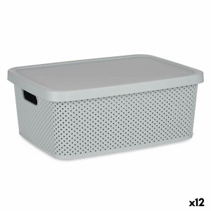 Boîte de rangement avec couvercle Kipit 041261-3 Gris Plastique 13 L 28 x 15 x 39 cm (12 Unités)