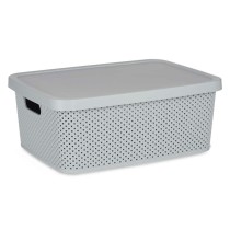 Boîte de rangement avec couvercle Kipit 041261-3 Gris Plastique 13 L 28 x 15 x 39 cm (12 Unités)