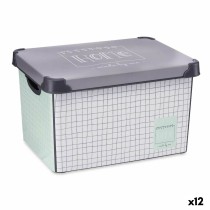 Aufbewahrungsbox mit Deckel Kipit Home Grau Kunststoff Quadratisch 22 L 29 x 23,5 x 39 cm (12 Stück)