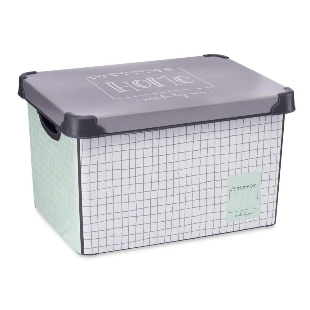 Storage Box with Lid Kipit Home Grey Plastic Graph paper 22 L 29 x 23,5 x 39 cm (12 Units)