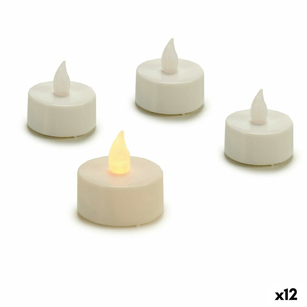 Ensemble de Bougies LED Blanc 4 x 4 x 3,7 cm (12 Unités)