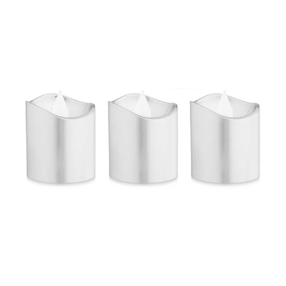 Candle Set LED Silver 3,7 x 3,7 x 5 cm (12 Units)