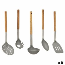 Ensemble d'ustensiles de cuisine Kinvara KT166095-S5 5 Gris Acier inoxydable Bois d'acacia (6 Unités)