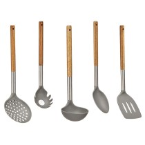 Ensemble d'ustensiles de cuisine Kinvara KT166095-S5 5 Gris Acier inoxydable Bois d'acacia (6 Unités)