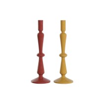 Candle Holder Home ESPRIT Mustard Terracotta Aluminium 10 x 10 x 32 cm (2 Units)