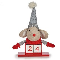 Deko-Figur Mouse Kalender Rot Grau Holz 20 x 11 x 20 cm (8 Stück)