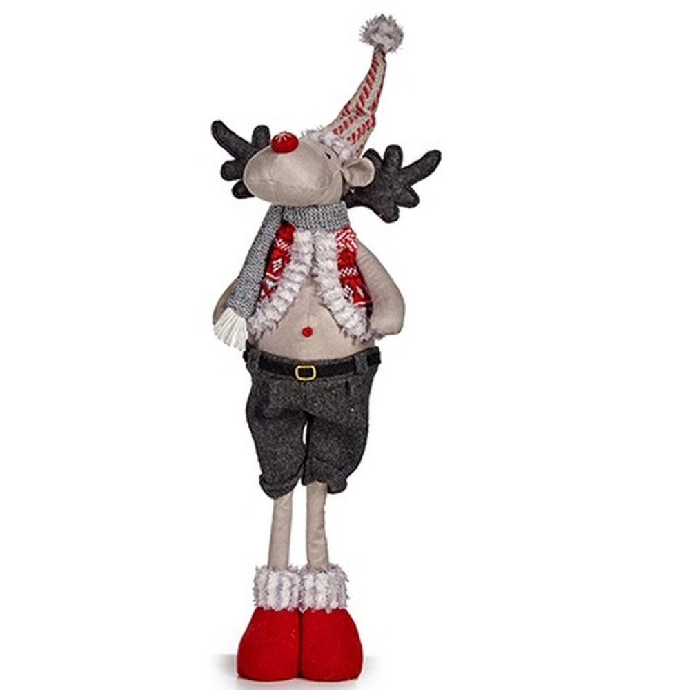 Figurine Décorative renne de noël Rouge Gris Polyester 13 x 65 x 18 cm (4 Unités)