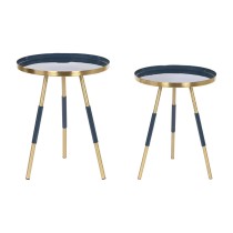 Set of 2 tables Home ESPRIT Blue Golden 41 x 41 x 51 cm