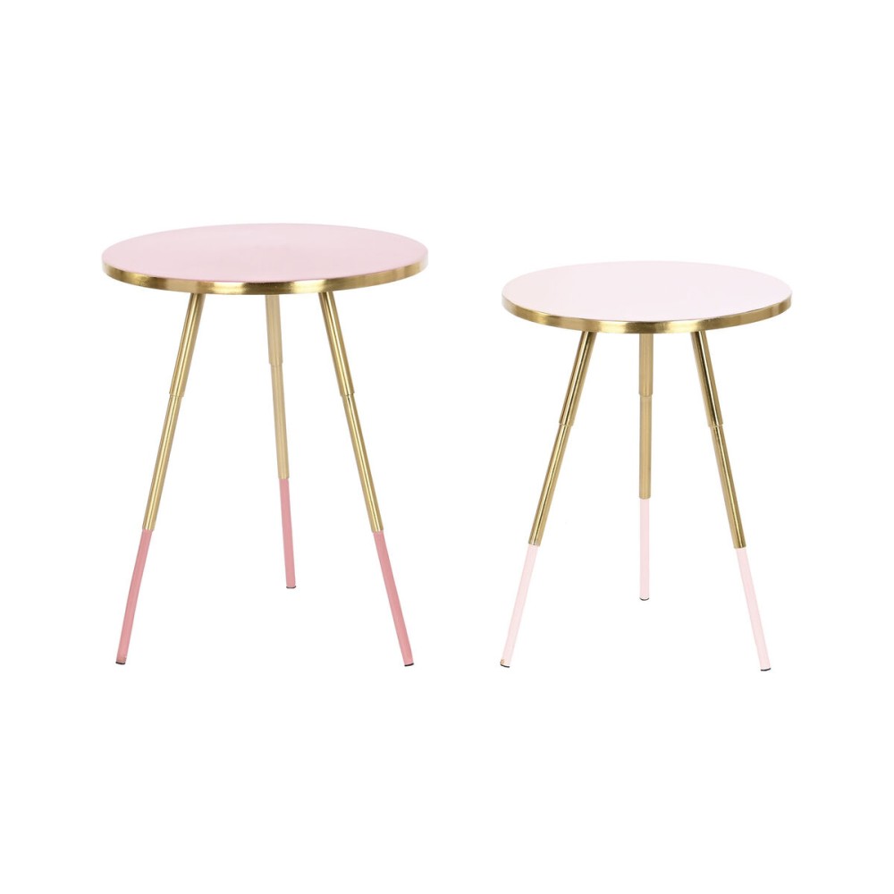 Jeu de 2 tables Home ESPRIT Rose Doré 41 x 41 x 51 cm