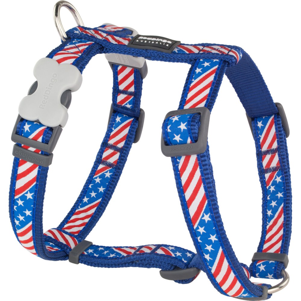 Harnais pour Chien Red Dingo US Flag 25-39 cm Rouge Bleu