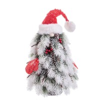 Sapin de Noël Blanc Rouge Vert Plastique Polyfoam Tissu 21 x 21 x 45 cm