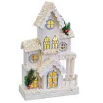 Weihnachtsschmuck Weiß Holz Haus 24 x 11 x 39 cm