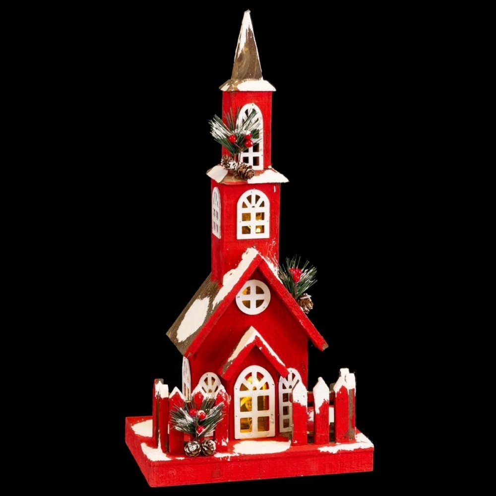 Weihnachtsschmuck Rot Holz Haus 17 x 18 x 56 cm