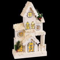 Weihnachtsschmuck Weiß Holz Haus 24 x 11 x 39 cm