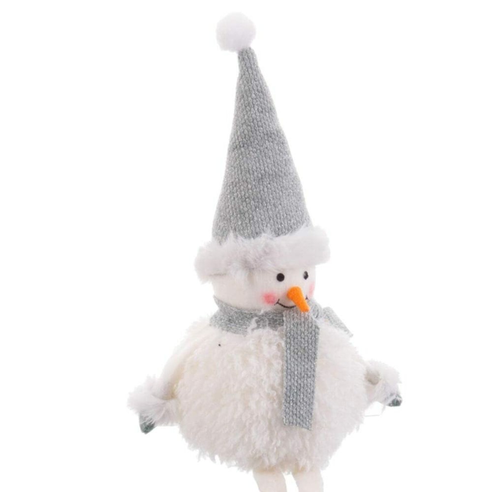 Décorations de Noël Blanc Gris Bois Foam Tissu Bonhomme de Neige 11 x 10 x 45 cm