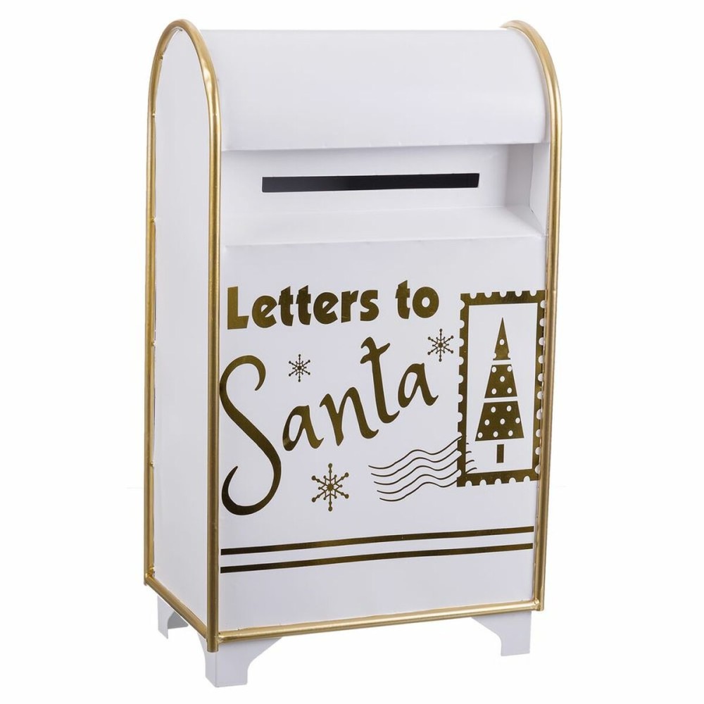 Christmas bauble White Golden Metal Letterbox 34,5 x 21,5 x 61,5 cm