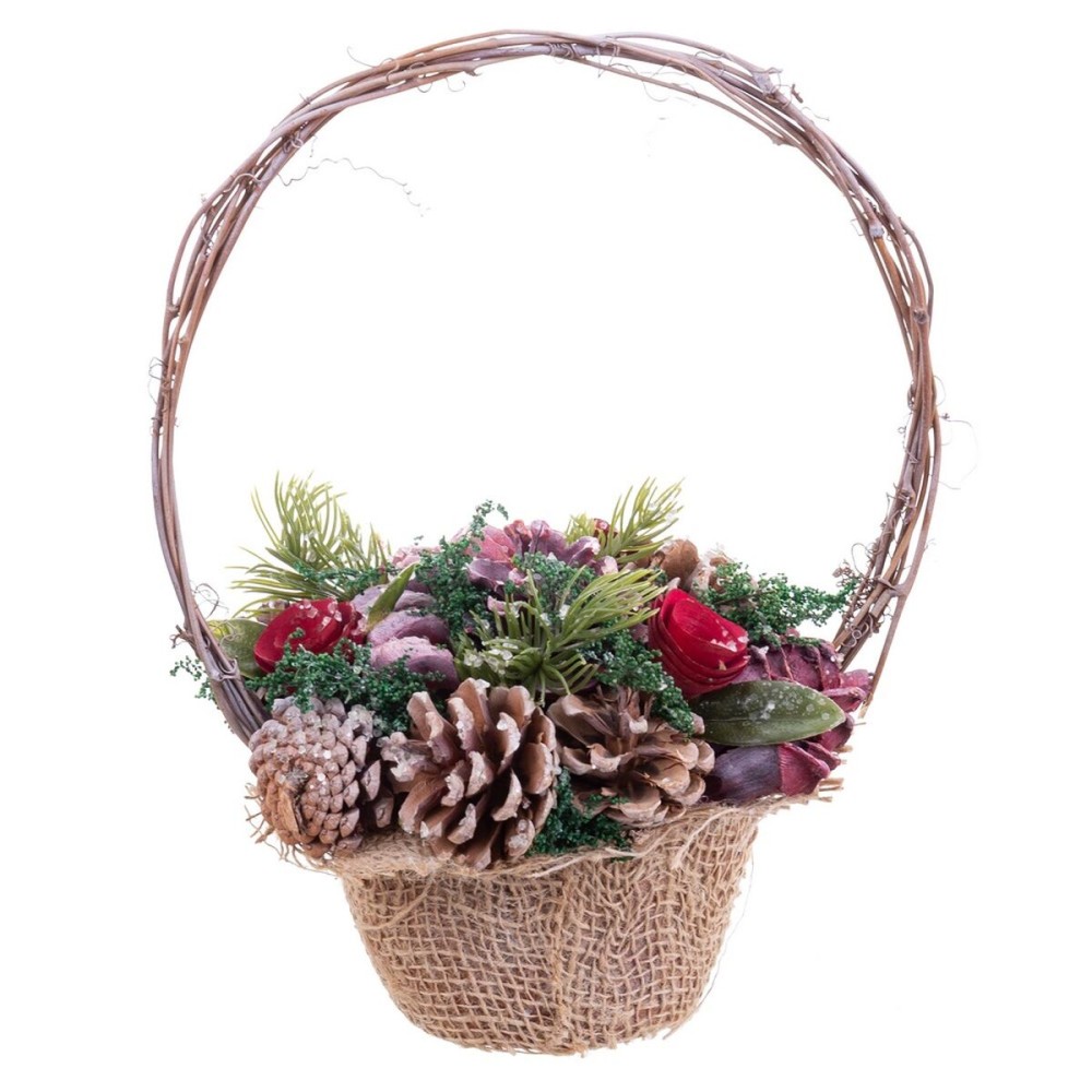 Weihnachtsschmuck Rot Bunt Rattan Kunststoff Foam Ananas Korb 21 x 21 x 30 cm