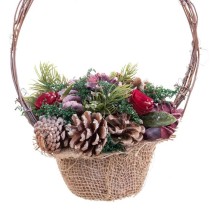 Weihnachtsschmuck Rot Bunt Rattan Kunststoff Foam Ananas Korb 21 x 21 x 30 cm