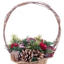 Weihnachtsschmuck Rot Bunt Rattan Kunststoff Foam Ananas Korb 21 x 21 x 30 cm