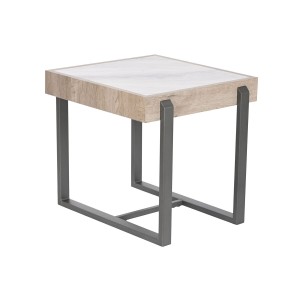 Side table Home ESPRIT White Grey Natural Metal 50 x 50 x 50 cm