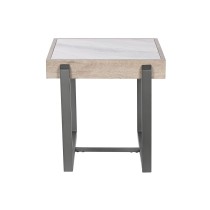 Side table Home ESPRIT White Grey Natural Metal 50 x 50 x 50 cm