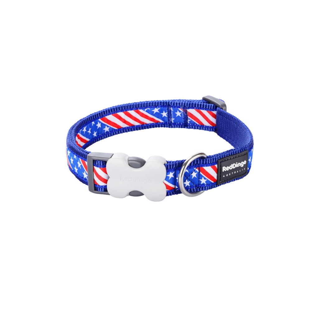 Dog collar Red Dingo STYLE US FLAG 41-63 cm