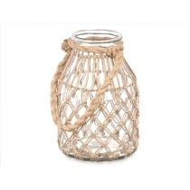 Candleholder Tin Transparent Natural Glass Rope 17 x 25 cm (4 Units)