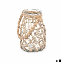 Bougeoir Boîte Transparent Naturel verre Corde 14 x 21 cm (6 Unités)