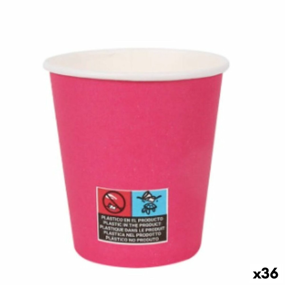 Set de Verres Algon Carton Produits à usage unique 200 ml Fuchsia 36 Unités (24 Pièces)