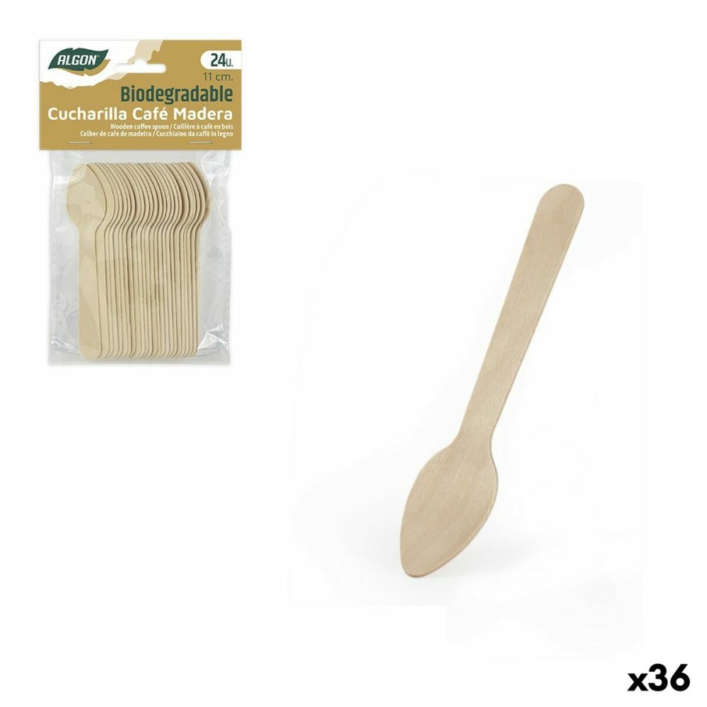 Ensemble de Cuillères Algon Café Bois 24 Pièces 11 cm (36 Unités)