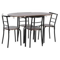 Table set with 4 chairs DKD Home Decor Brown Black Metal MDF Wood 121 x 55 x 78 cm