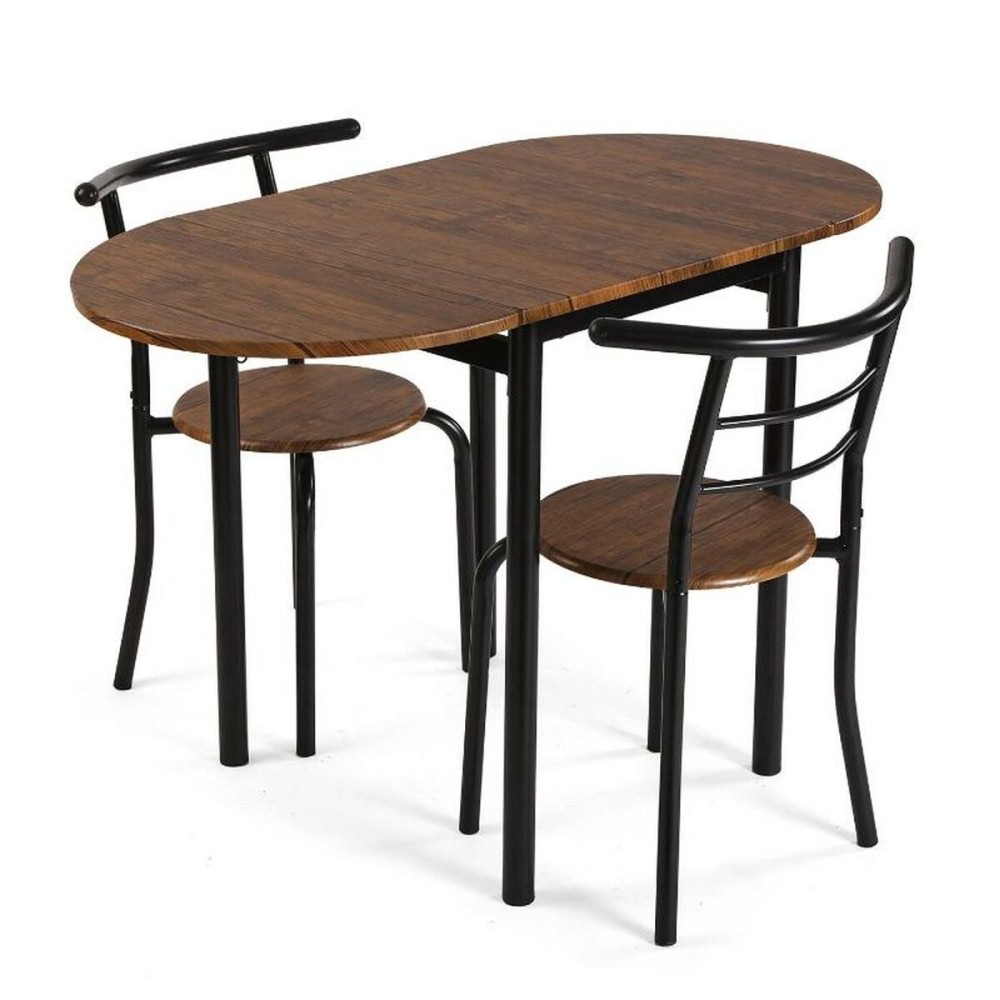 Table set with 4 chairs DKD Home Decor Brown Black Metal MDF Wood 121 x 55 x 78 cm