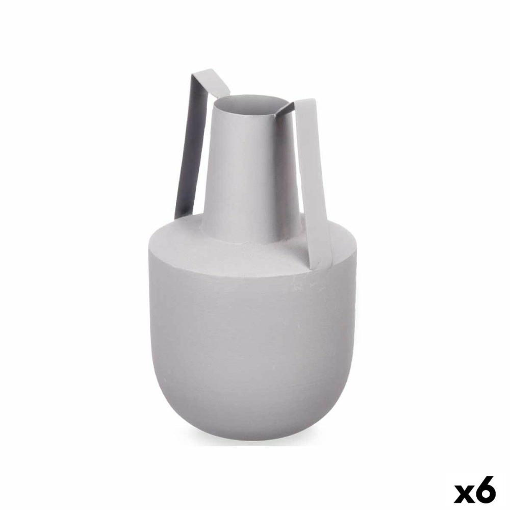 Vase Avec des poignées Gris Acier 14 x 24 x 14 cm (6 Unités)